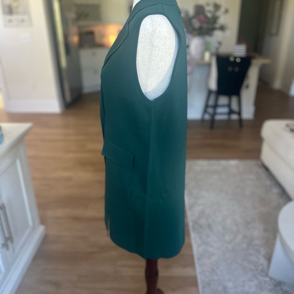 Double-Breasted Green Long Knit Blazer - Picture 4 of 4